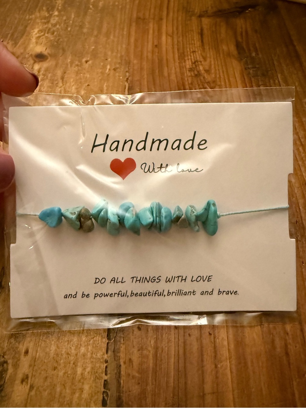 Handmade Turquoise Chip Bracelet - Light Blue